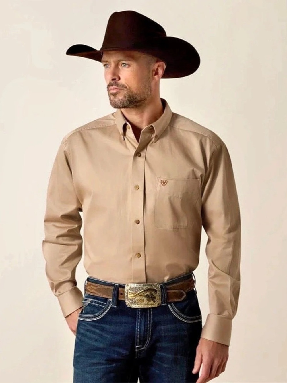Ariat Solid Twill Classic Fit Shirt Men's XXL Tan NWOT